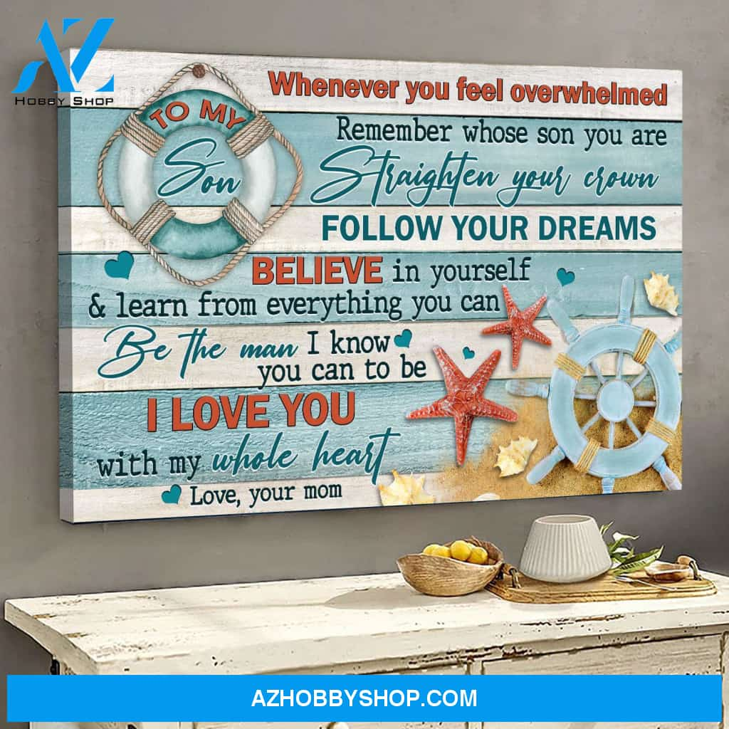 Mom to son - Beach saver - Follow your dreams - Family Landscape Canvas Prints, Wall Art