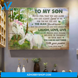 Mom to son - Elephant mom and son - Never feel that you are alone - Family Landscape Canvas Prints, Wall Art