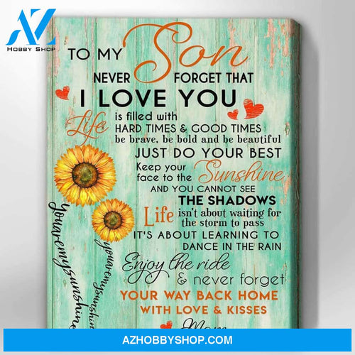 Mom to son I love you Sunflower Wall Art Canvas