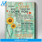 Mom to son I love you Sunflower Wall Art Canvas