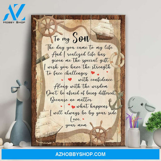 Mom to son - Letter - I will always be by your side - Family Portrait Canvas Prints, Wall Art