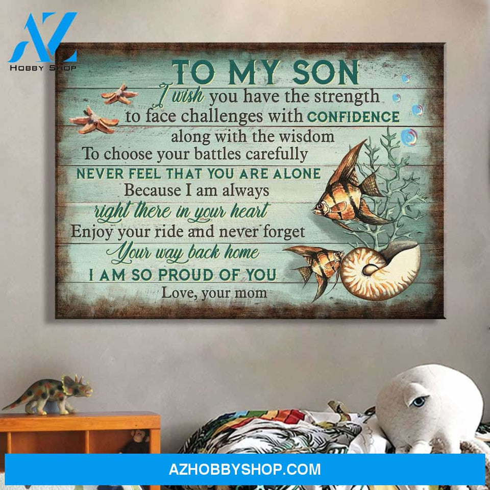 Mom to son - Never feel that you alone Family Landscape Canvas Prints, Wall Art