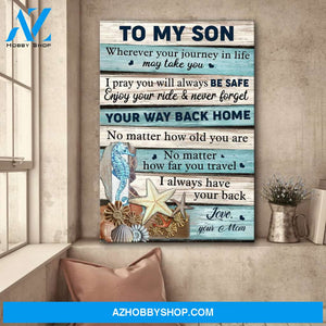 Mom to son - No matter what I will always have your back - Family Portrait Canvas Prints, Wall Art