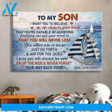 Mom to son - Sailboat - I want you to believe deep in your heart - Family Landscape Canvas Prints, Wall Art