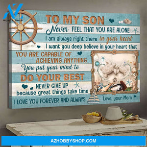 Mom to son - Sand turtle - I'm always right there in your heart - Family Landscape Canvas Prints, Wall Art