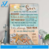 Mom to son - Starfish on the beach - Try your best & challenge yourself everyday - Family Portrait Canvas Prints, Wall Art