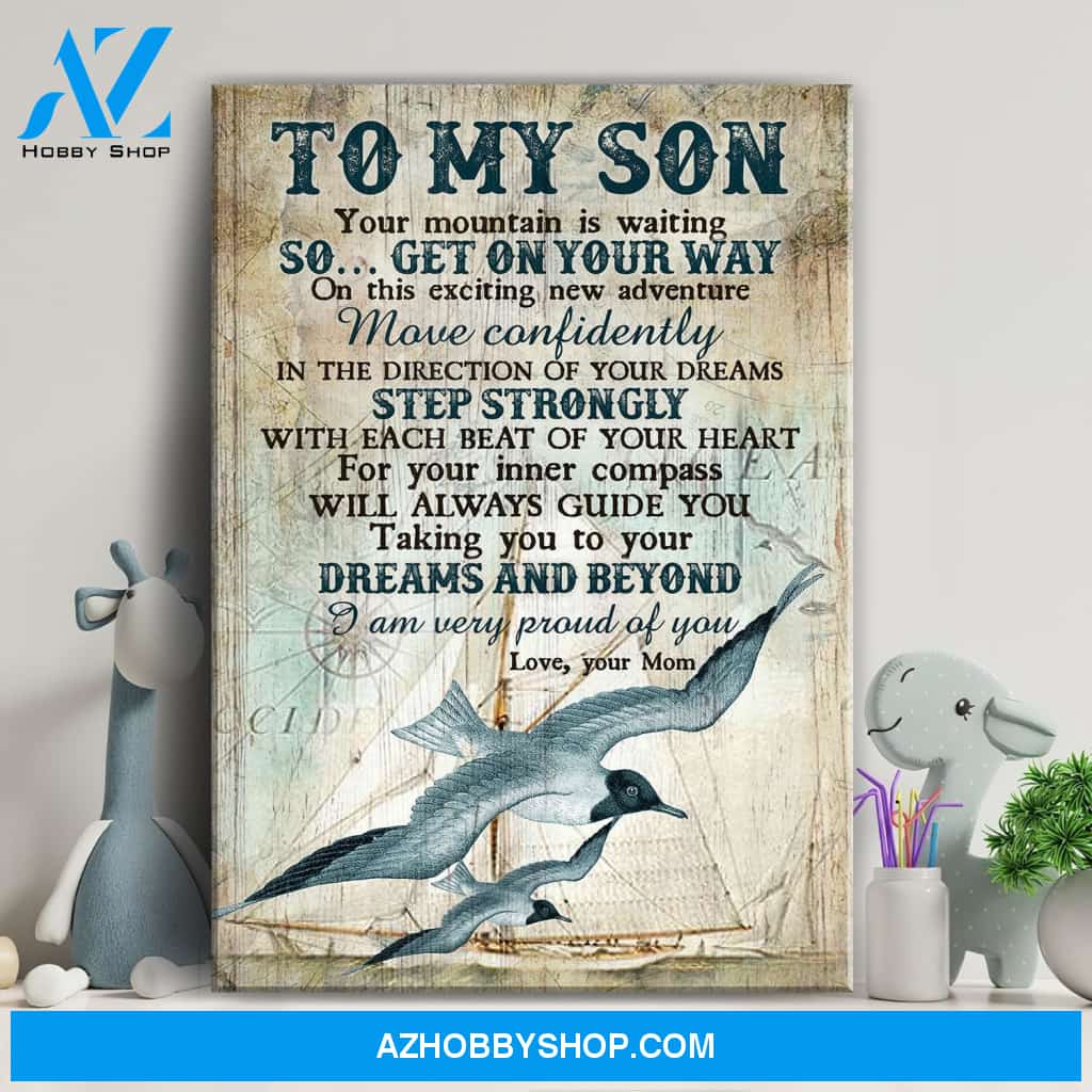 Mom to son - Your inner compass will guide you to your dreams & beyond - Family Portrait Canvas Prints, Wall Art