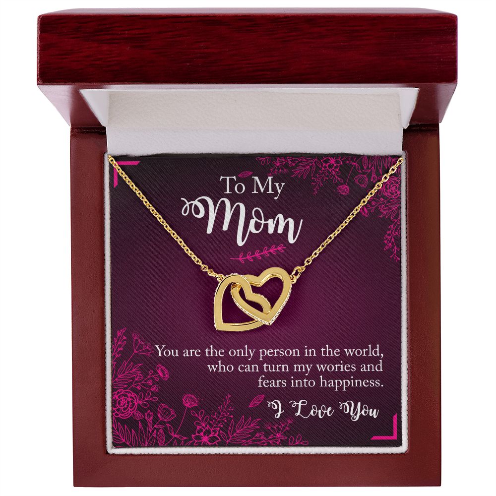 Mom You Turn Worries And Fears Into Happiness Interlocking Hearts Necklace