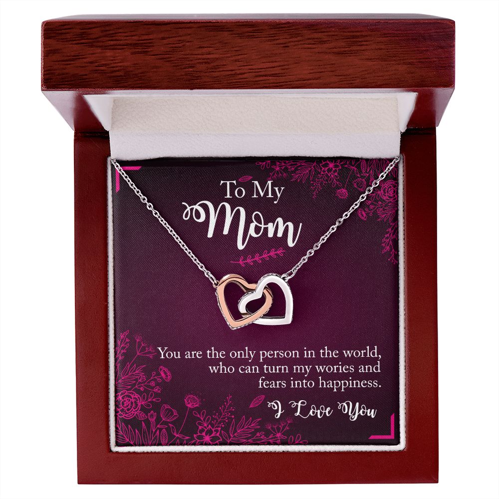 Mom You Turn Worries And Fears Into Happiness Interlocking Hearts Necklace