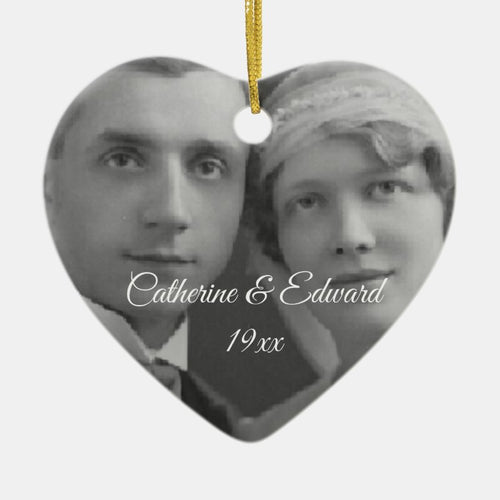 Mom And Dad Anniversary Wedding Photo Now And Then Ceramic Ornament
