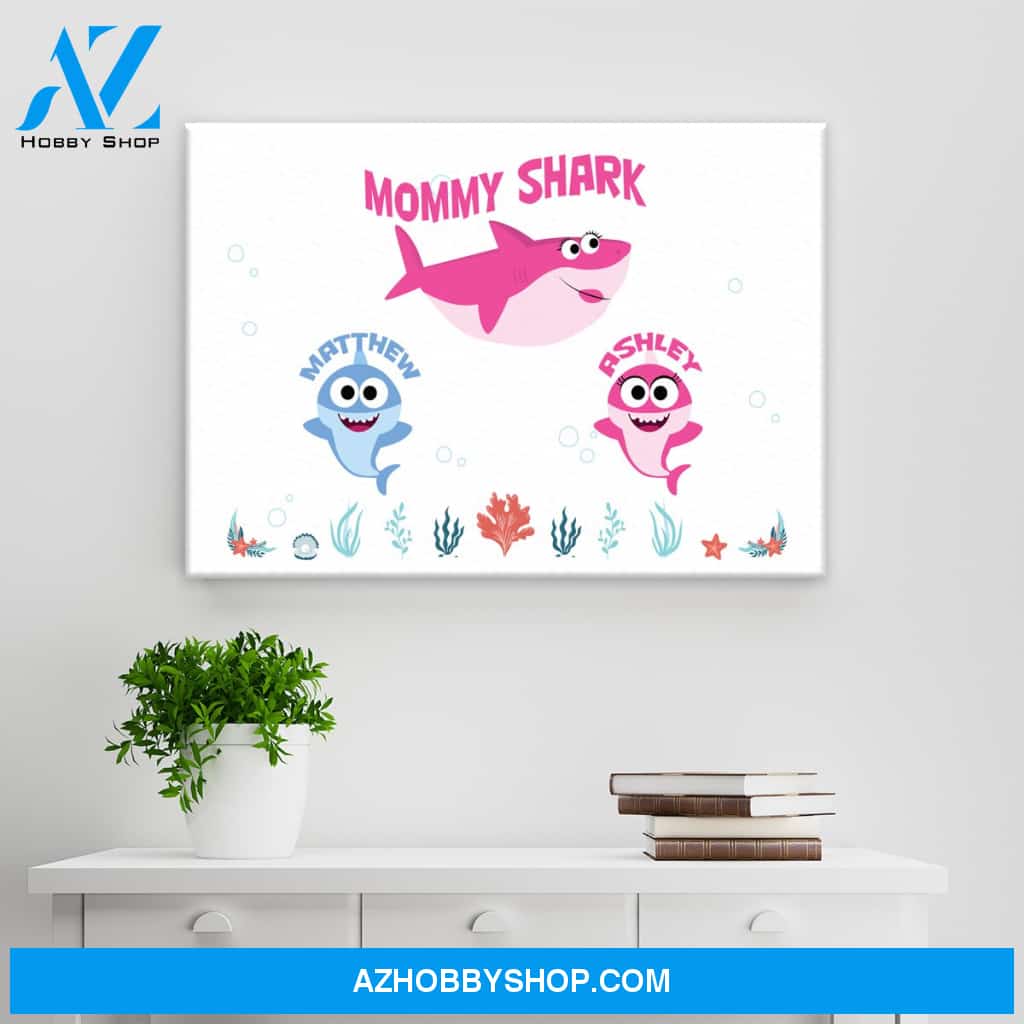 Mommy Shark Names Premium Canvas