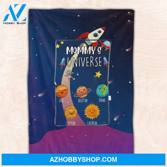 Mommy's Universe Galaxy - Personalized 2 in 1 Pillow Blanket  - Gift For Mother