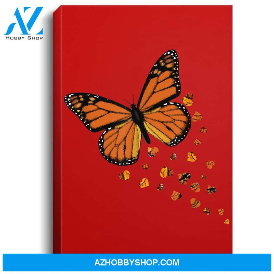Monarch Butterfly Love Heart Gift For Women And Girls Portrait Canvas
