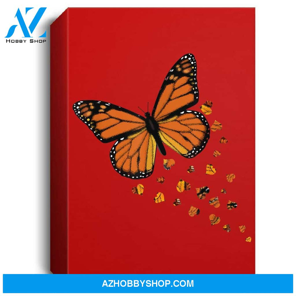 Monarch Butterfly Love Heart Gift For Women And Girls Portrait Canvas