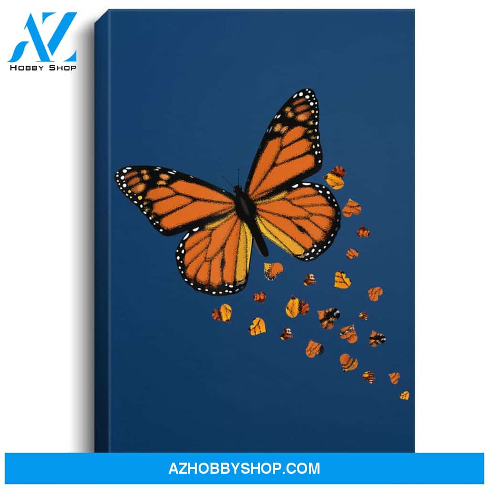 Monarch Butterfly Love Heart Gift For Women And Girls Portrait Canvas