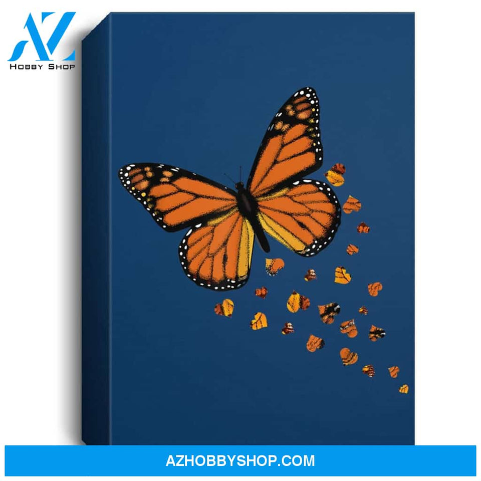 Monarch Butterfly Love Heart Gift For Women And Girls Portrait Canvas