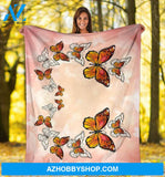 Monarch Butterfly Premium Blanket, Butterfly Throw, Microfiber Butterfly Blanket, Comfy Pink Butterfly Blanket For Teens And Adults