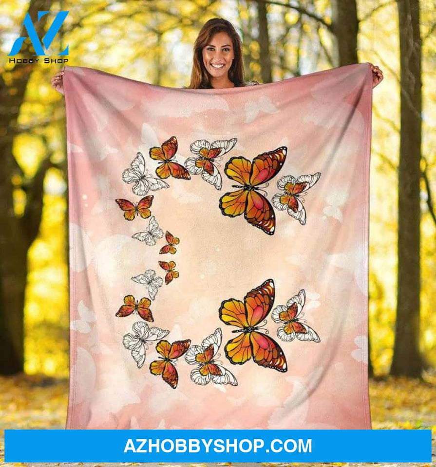 Monarch Butterfly Premium Blanket, Butterfly Throw, Microfiber Butterfly Blanket, Comfy Pink Butterfly Blanket For Teens And Adults