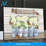 Eviral Store Monarch Butterfly Rose Mason Jar Canvas Wall Art Wall Decor It’S Okay To Make Mistakes Canvas Poster 3009