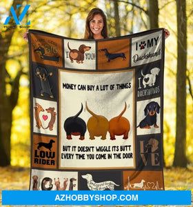 Money Can Buy A Lot Of Things Blanket Dachshund Lovers, Low Rider, I Love My Dachshunds Fleece, Sherpa Gift for Friend Family Home Decor Bedding Couch Sofa Soft and Comfy Cozy