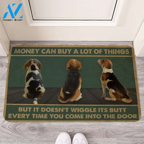 Money Can Buy A Lot Of Things But It Doesn't Wiggle Its Butt - Beagle Doormat - Welcome Mat - Home Decor