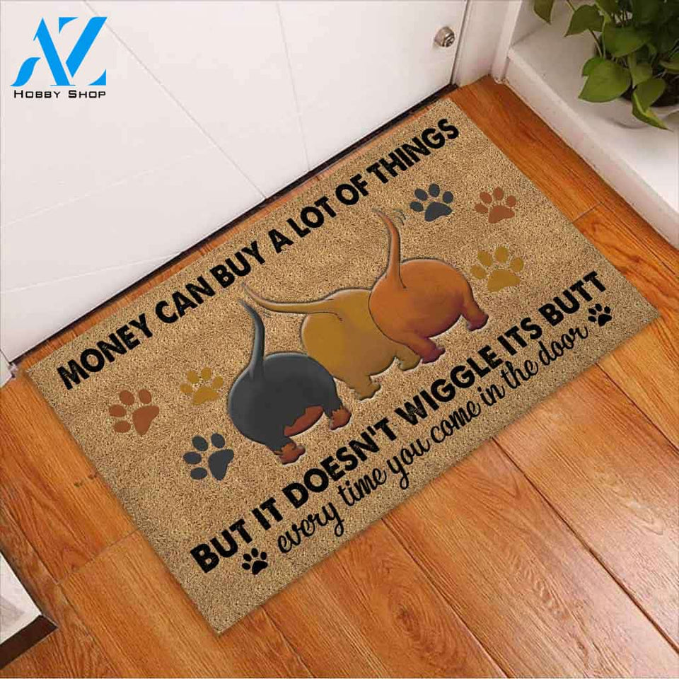 Money Can Buy A Lot Of Things - Dachshund Coir Pattern Print Doormat