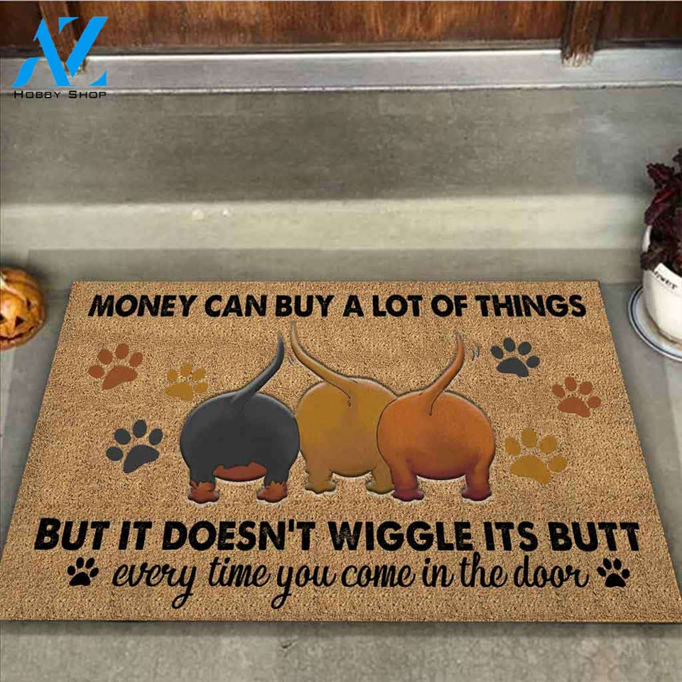 Money Can Buy A Lot Of Things - Dachshund Coir Pattern Print Doormat