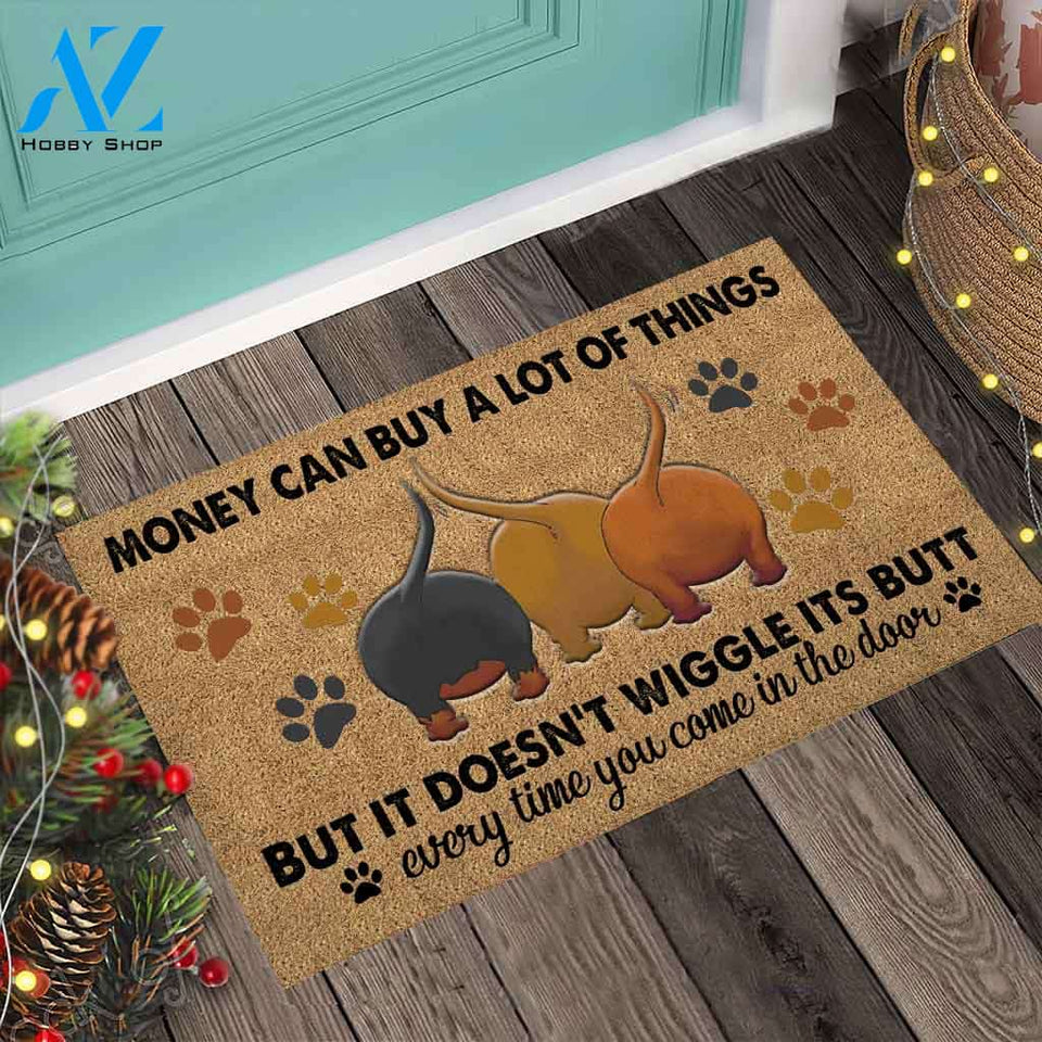 Money Can Buy A Lot Of Things - Dachshund Coir Pattern Print Doormat