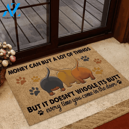 Money Can Buy A Lot Of Things Dachshund Coir Pattern Print Doormat | Welcome Mat | House Warming Gift