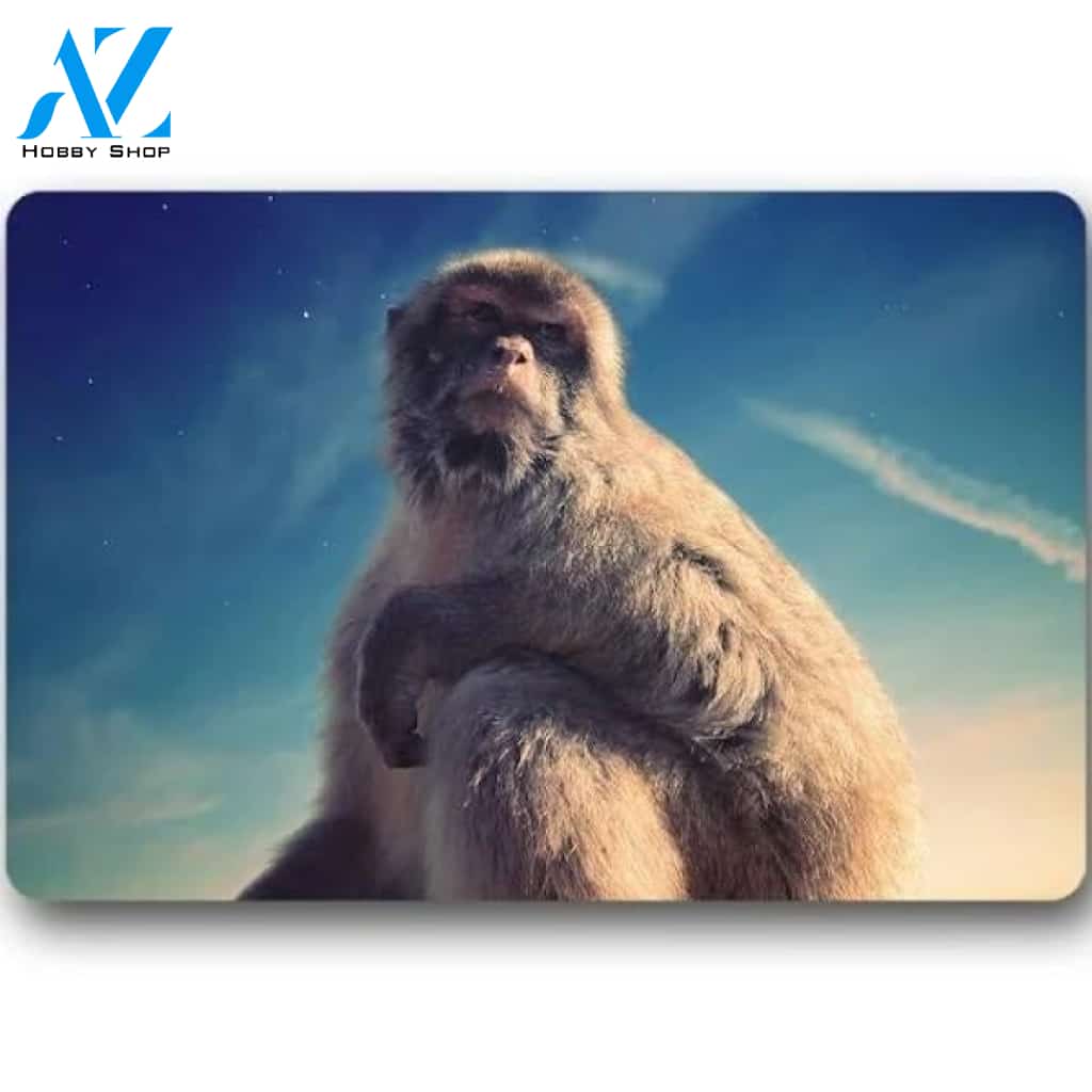Monkey and Sky Animal Doormat Indoor and Outdoor Mat Entrance Rug Sweet Home Decor Housewarming Gift Gift for Mokey Lovers Wildlife Animals Lovers