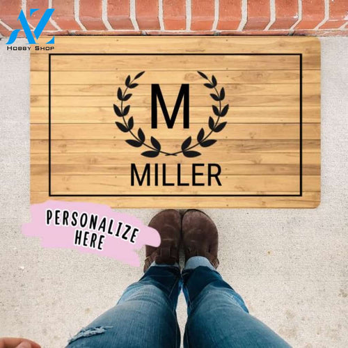 Monogram Wreath Family Name, Wedding Gift, Custom Doormat, Personalized Doormat, Closing Gift, Welcome Mat, Front Door Mat