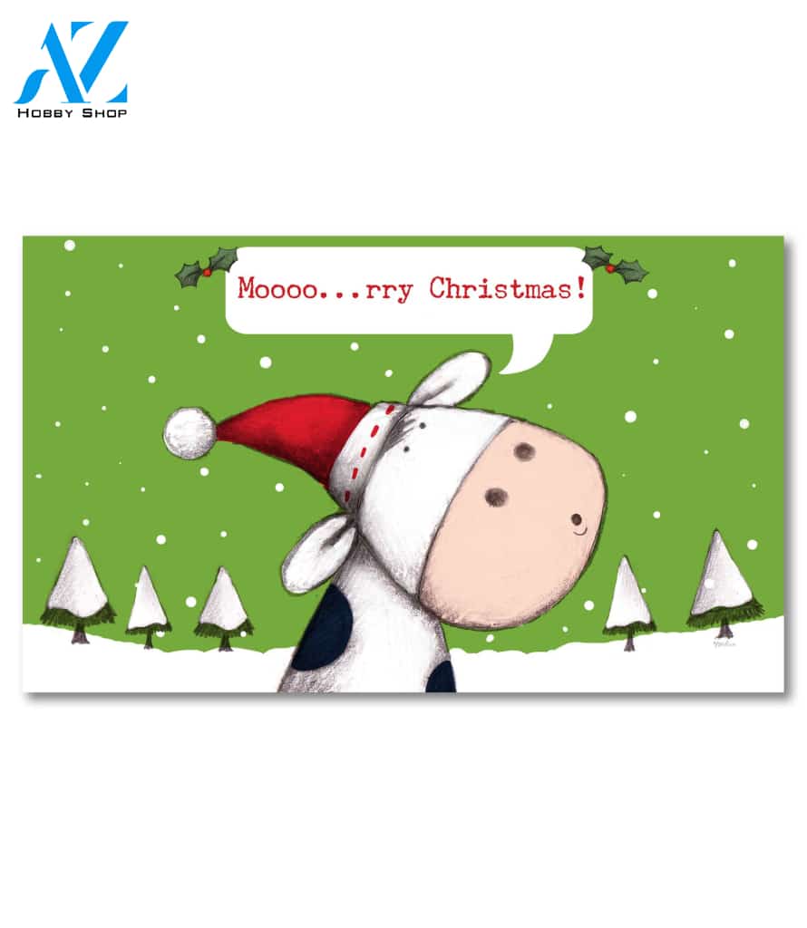 Moo-rry Christmas Doormat - 18" x 30"