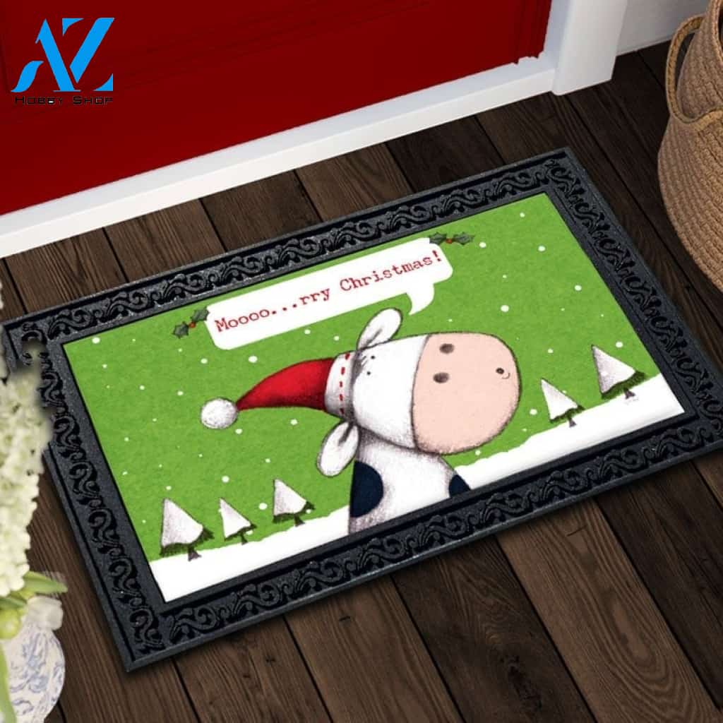 Moo-rry Christmas Doormat - 18" x 30"