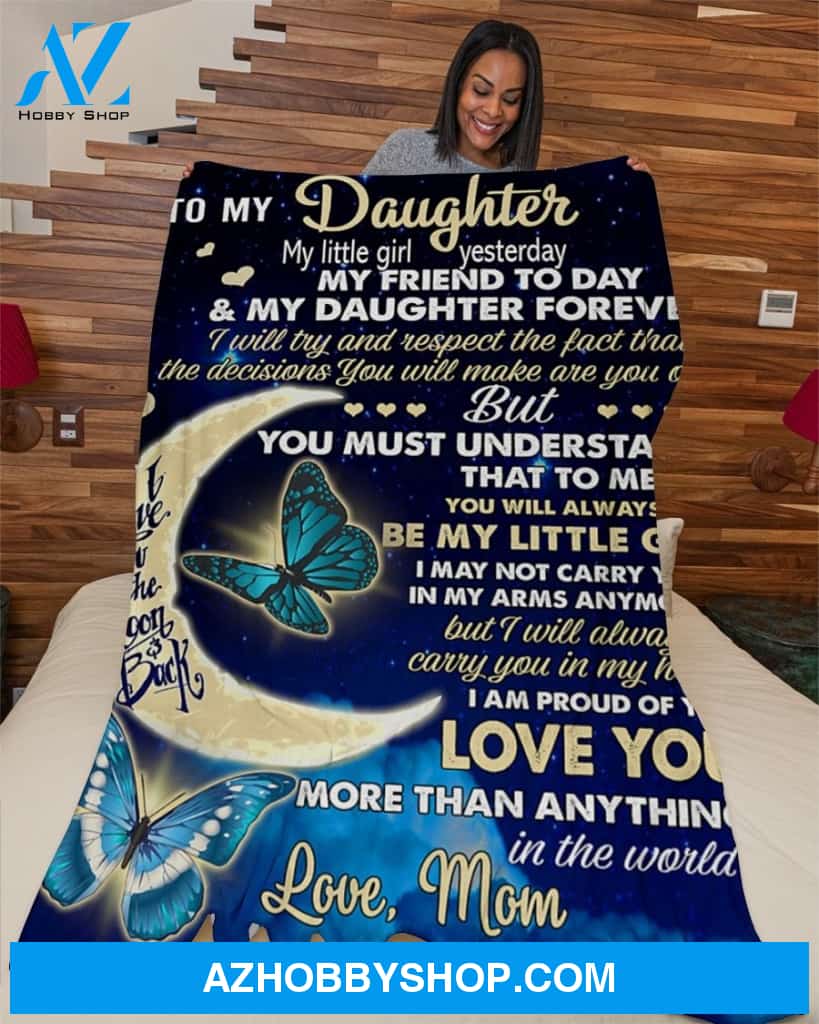Moon To My Daughter My Little Girl Yesterday- Mom Fleece Blanket