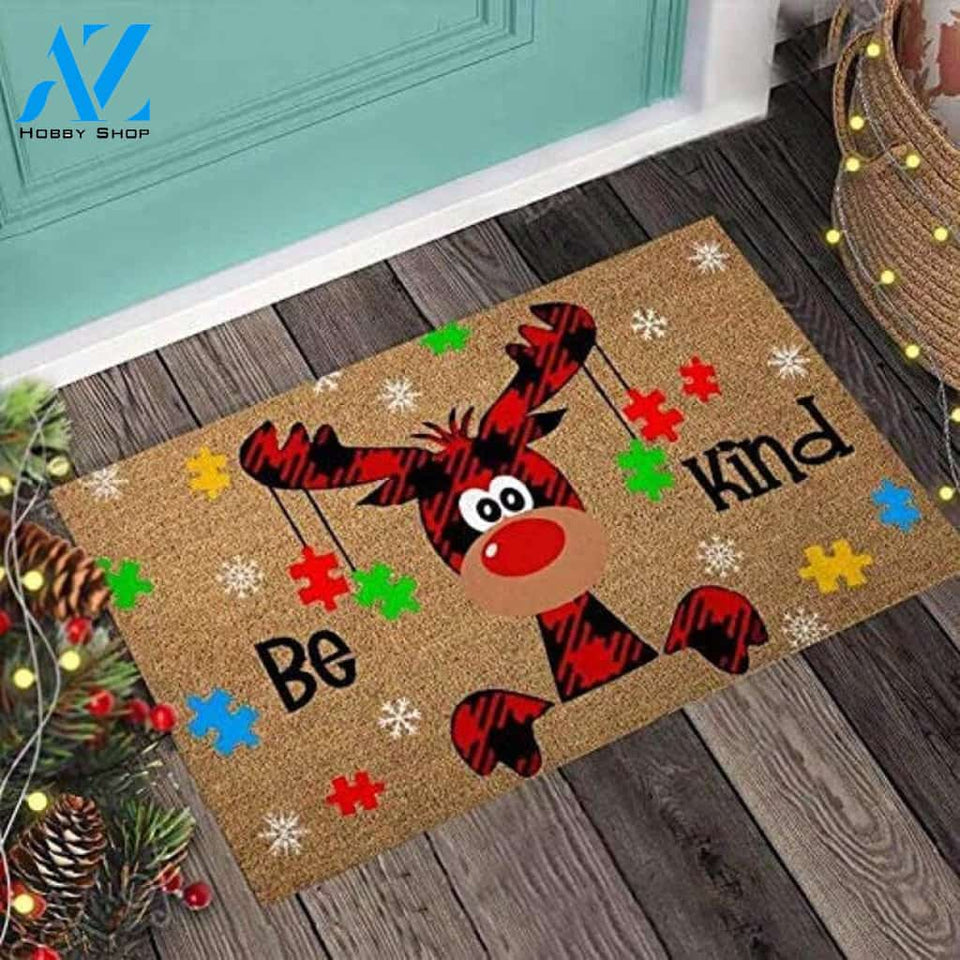 Moose Be Kind Autism Awareness Personalized Doormat Personalized Gift Holiday Decor Welcome Mat Indoor Outdoor Christmas Doormat New Year