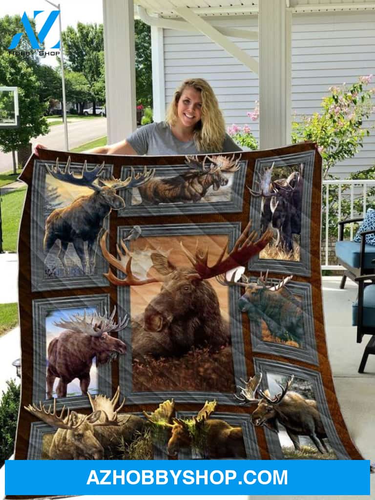 Moose Hunting, Quilt Fleece Blanket , Birthday Gift For Moose Lover, Christmas Gift