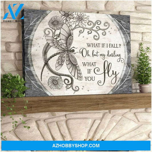 Moosfy Canvas - Beautiful Dragonfly Canvas - What If You Fly | Dragonfly Art, Dragonfly Gift, Dragonfly Painting,Dragonfly Wall Art,Watercolor Dragonflies, Unique Sympathy Gifts -Remembrance Gifts - Memorial Keepsake Wall Art Decor