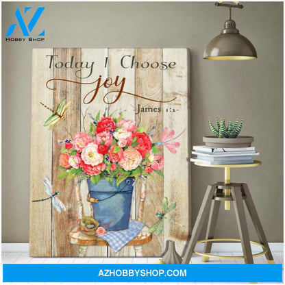 Moosfy Canvas | Today I Choose Joy Dragonfly Canvas Wall Art Decor Ready To Hang