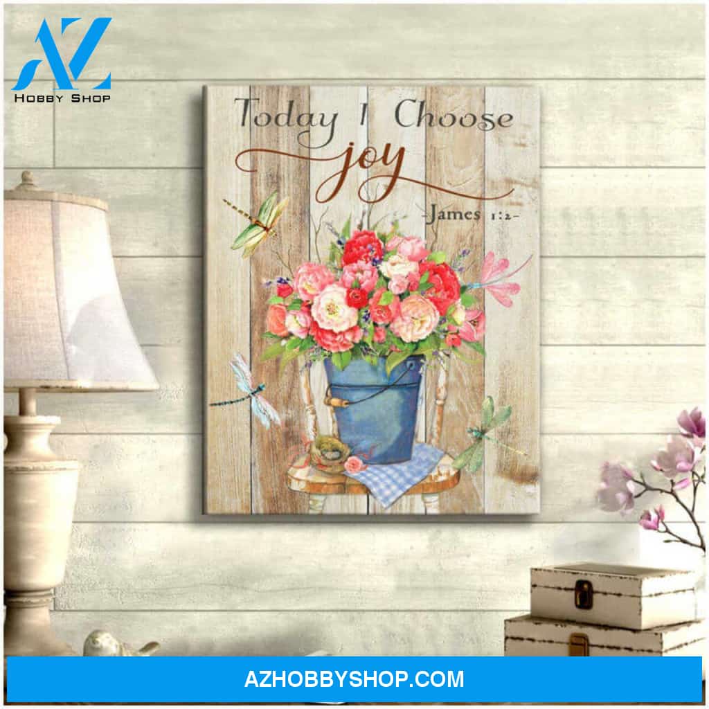 Moosfy Canvas | Today I Choose Joy Dragonfly Canvas Wall Art Decor Ready To Hang