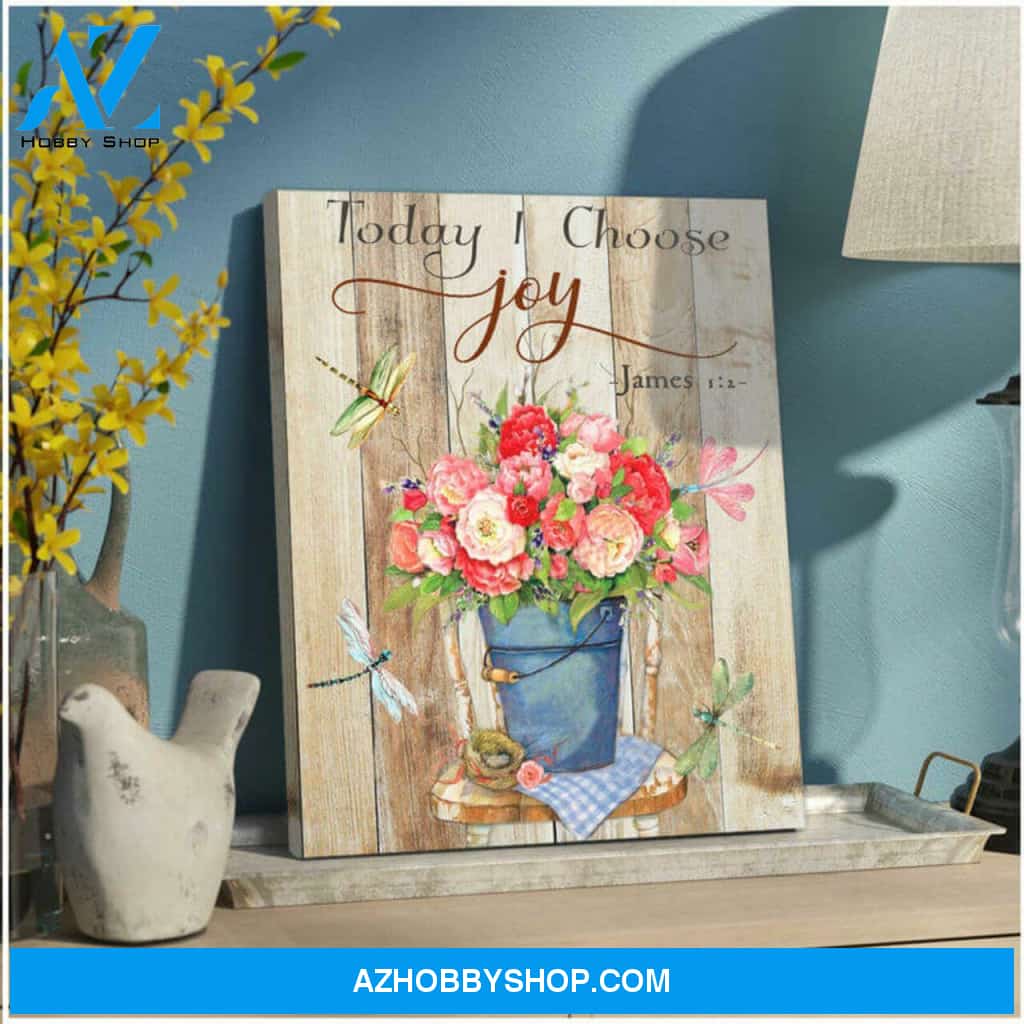 Moosfy Canvas | Today I Choose Joy Dragonfly Canvas Wall Art Decor Ready To Hang