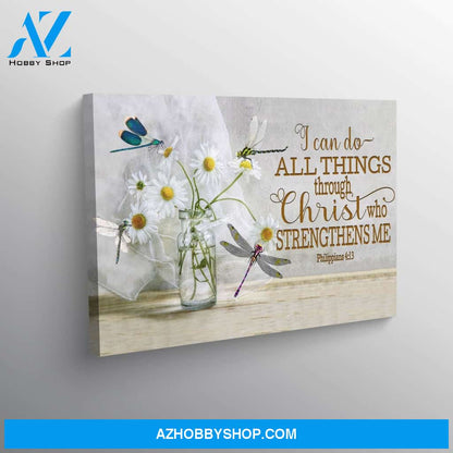 Moosfy - Dragonfly Canvas | I Can Do All Things Through Christ Who Strengthens Me| Dragonfly Art, Dragonfly Gift, Dragonfly Painting,Dragonfly Wall Art,Watercolor Dragonflies