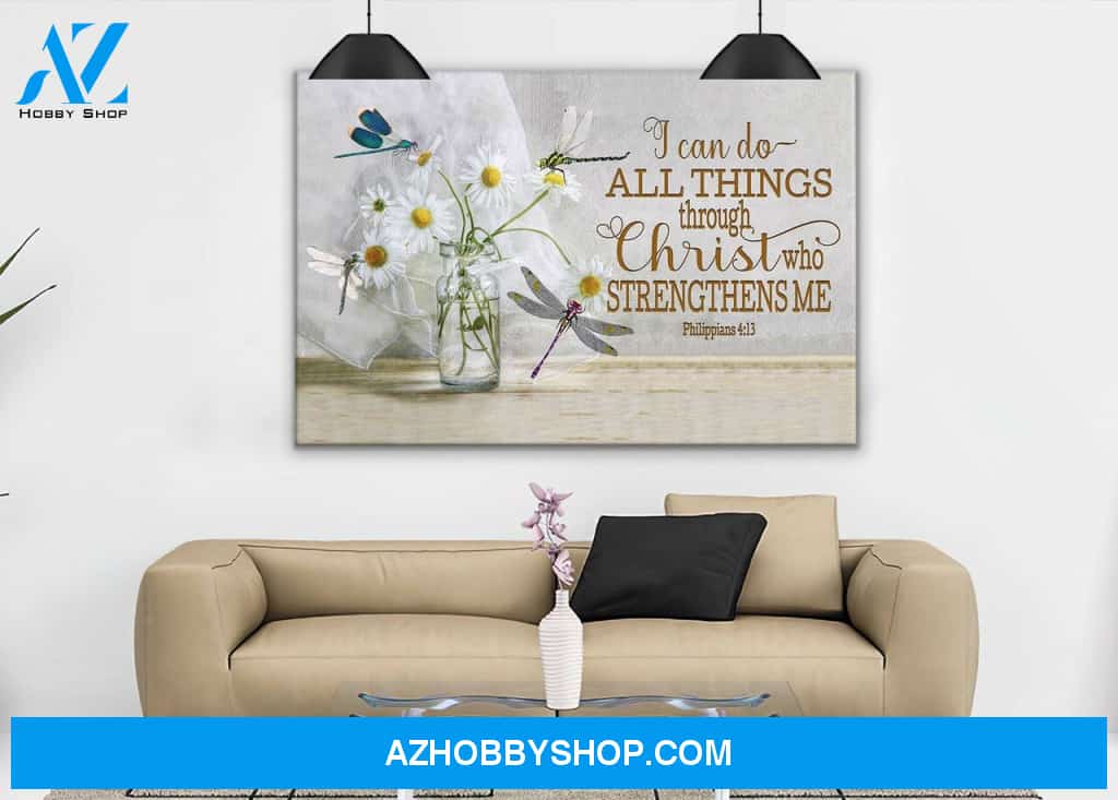 Moosfy - Dragonfly Canvas | I Can Do All Things Through Christ Who Strengthens Me| Dragonfly Art, Dragonfly Gift, Dragonfly Painting,Dragonfly Wall Art,Watercolor Dragonflies