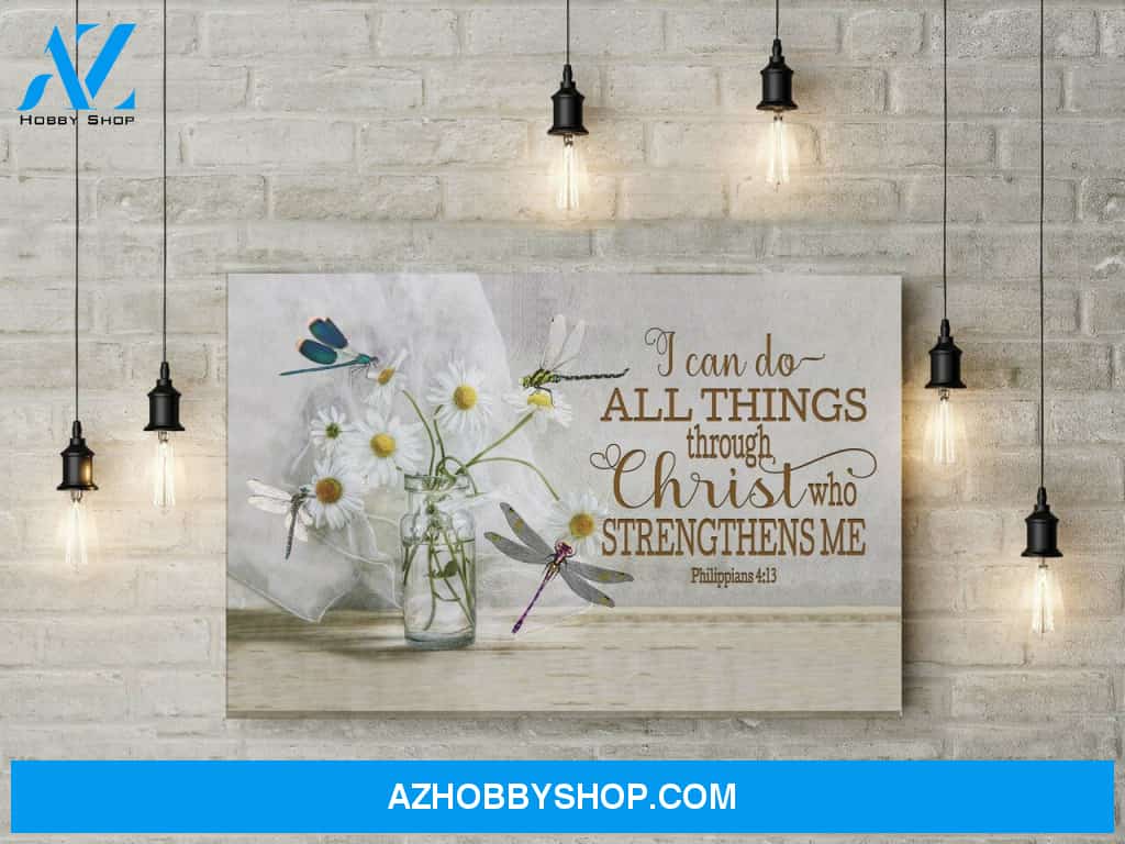 Moosfy - Dragonfly Canvas | I Can Do All Things Through Christ Who Strengthens Me| Dragonfly Art, Dragonfly Gift, Dragonfly Painting,Dragonfly Wall Art,Watercolor Dragonflies