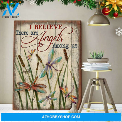Moosfy Dragonfly There Are Angels Among Us Canvas Wall Art Decor | Dragonfly Art, Dragonfly Gift, Dragonfly Painting Unique Sympathy Gifts -Remembrance Gifts - Memorial Keepsake Wall Art Decor | Wrap Canvas Ready To Hang
