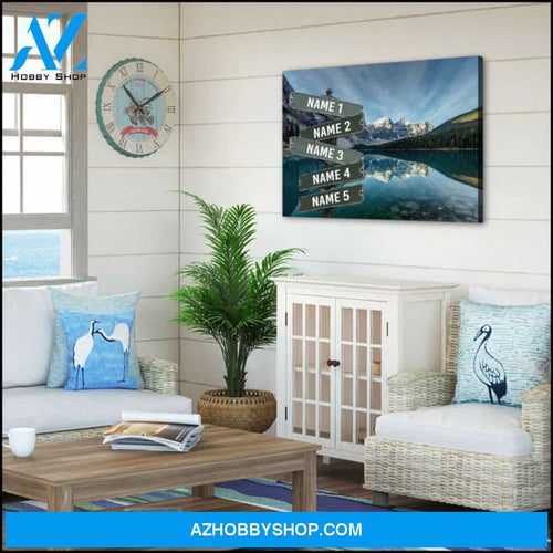 Ohcanvas Moraine Lake at sunrise Canvas Street Sign Custom Name Personalized Wall Art Decor Gift For Family