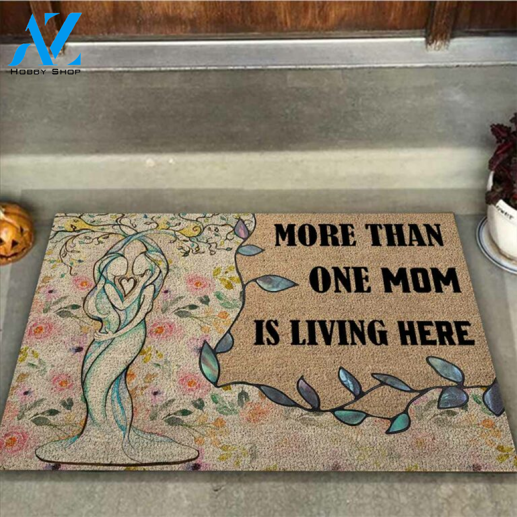 More Than One Mom Is Living Here LGBT Support Coir Pattern Print Doormat | Welcome Mat | House Warming Gift