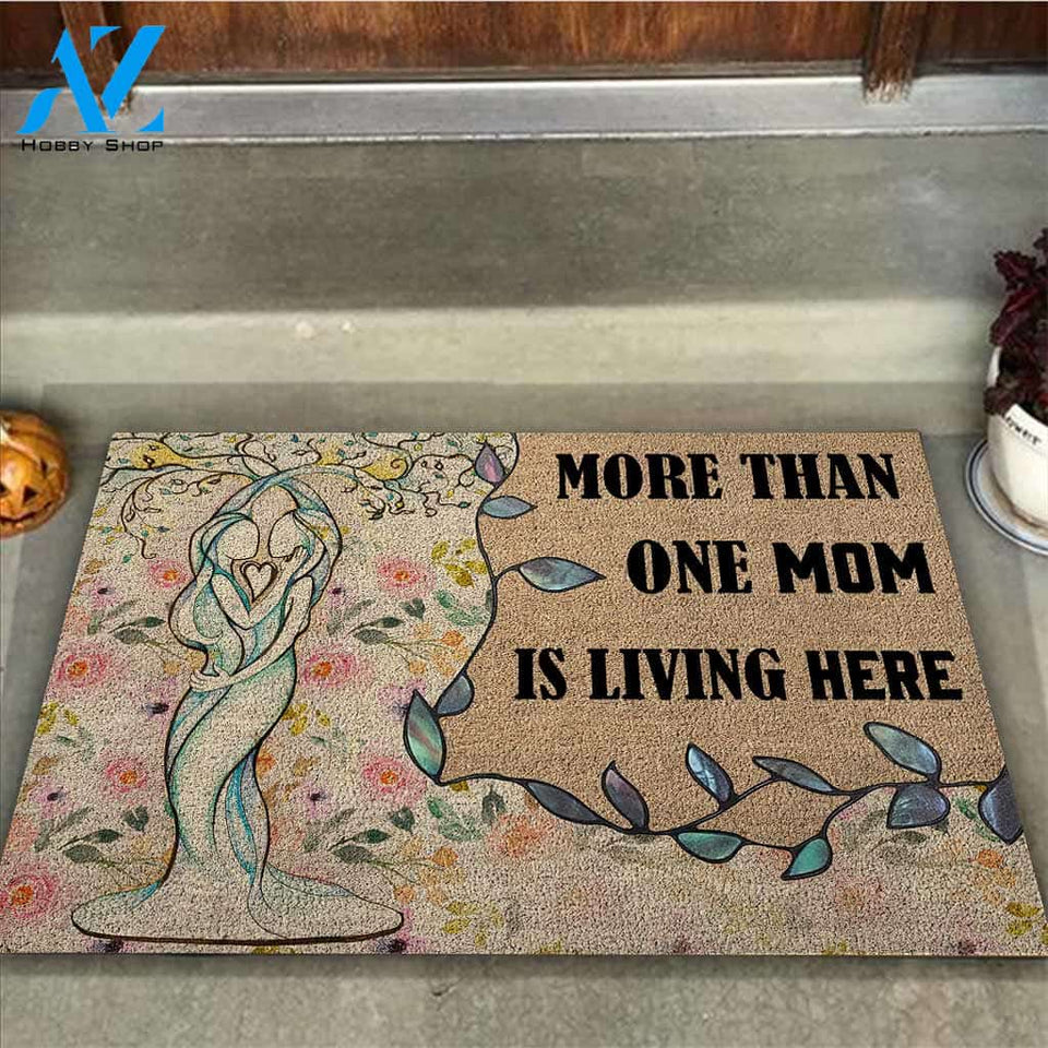 More Than One Mom - LGBT Support Coir Pattern Print Doormat