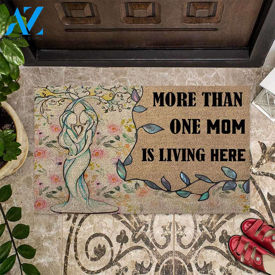 More Than One Mom - LGBT Support Coir Pattern Print Doormat