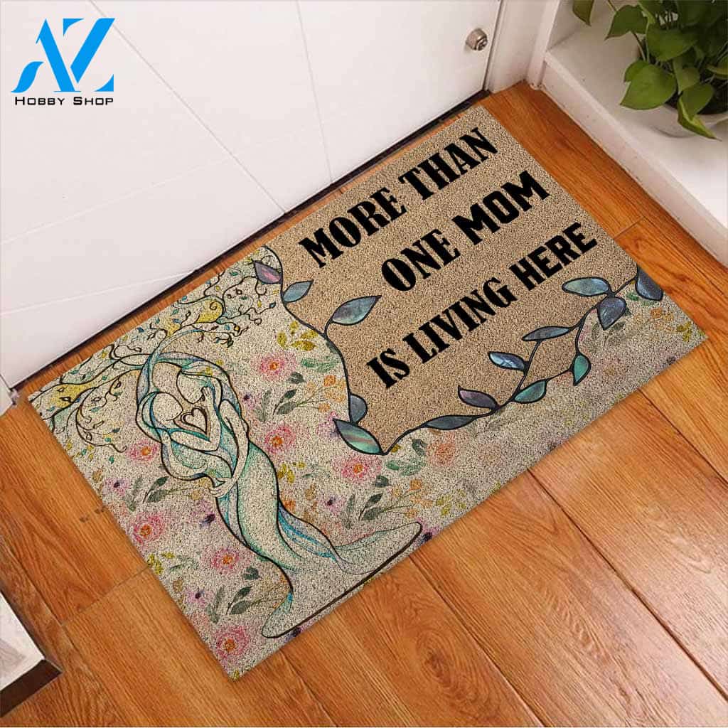 More Than One Mom - LGBT Support Coir Pattern Print Doormat