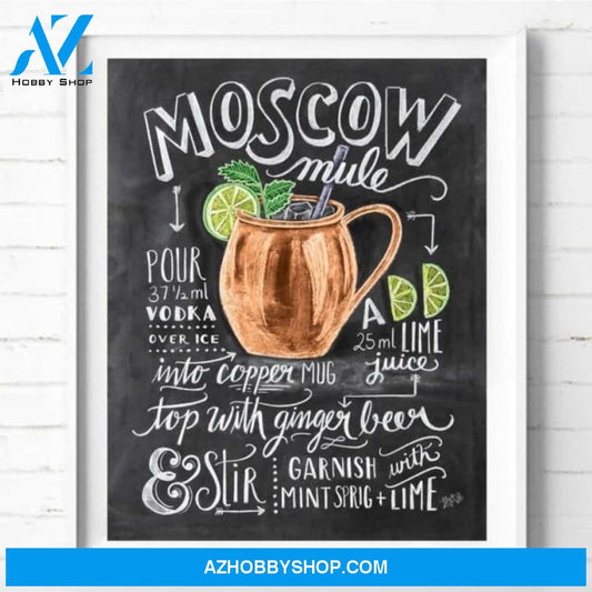 Moscow mule cocktail drink recipe chalkboard poster - GST